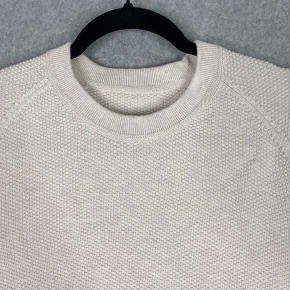 Lululemon Sweater Mens L Natural Ivory Textured Knit Classic Fit Crewneck - Picture 2 of 6